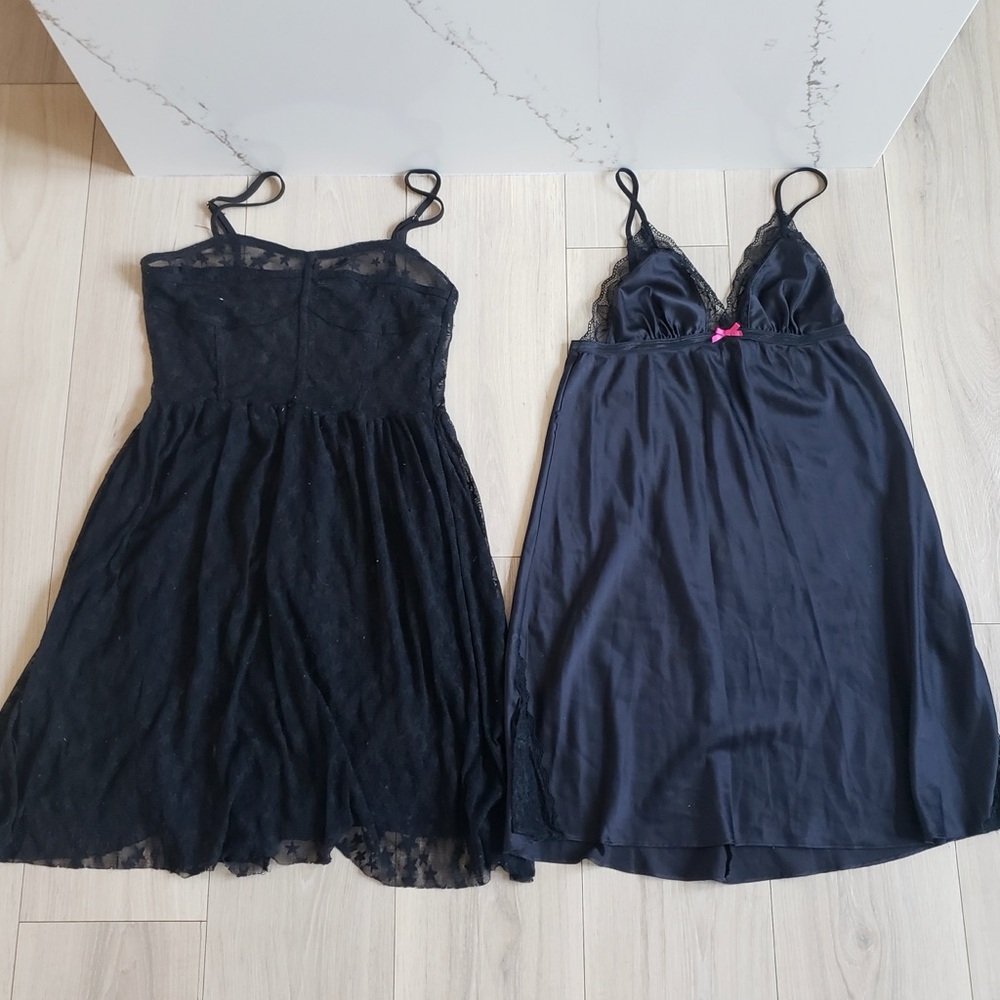 Wild Fable Black Lace Chemise Set